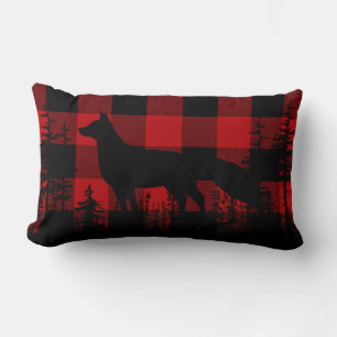 Red Buffalo Plaid Woodland Pine Forest Fox Lumbar  Cushion