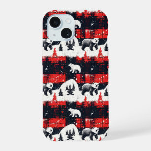 Red Buffalo Plaids Polar Bear iPhone 15 Case