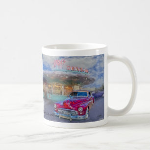 red buick at drive-in coffee mug