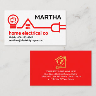 Red Bulb Home Power Plug Business Card