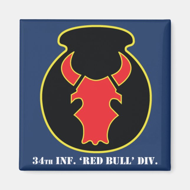Red Bull CSIB-look emblem, w/Army blue background Magnet (Front)