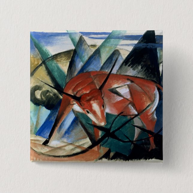 Red Bull (gouache on paper) 15 Cm Square Badge (Front)