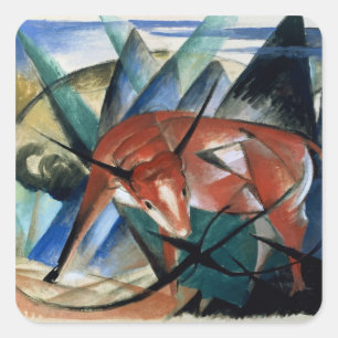 Red Bull (gouache on paper) Square Sticker