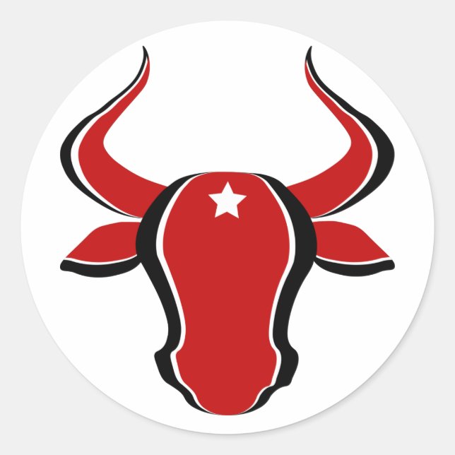 Red bull head with star classic round sticker (Front)