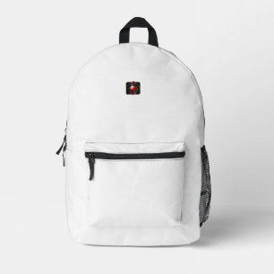 Red Bullet Elegant White Printed Backpack