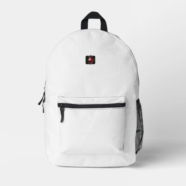 Red Bullet Elegant White Printed Backpack (Front)