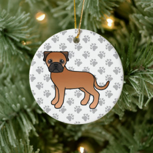 Red Bullmastiff Cute Cartoon Dog Ceramic Ornament