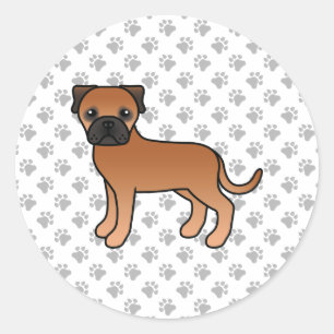 Red Bullmastiff Cute Cartoon Dog Classic Round Sticker