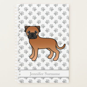 Red Bullmastiff Cute Cartoon Dog & Text Planner