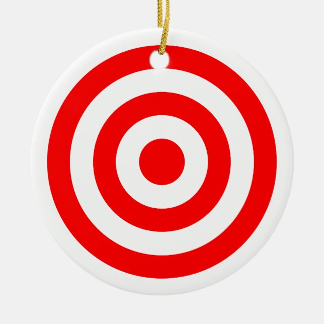 Red Bullseye Target Ceramic Ornament (Front)