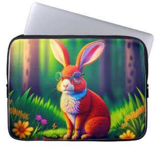 Red Bunny Sitting on Grass Laptop Sleeve