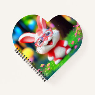 Red Bunny with American Glasses Cartoon-44244 Notebook