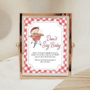 Red Burger BBQ Baby Shower Don't Say Baby  Poster