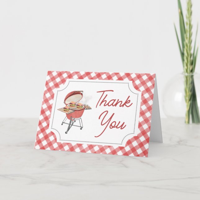 Red Burger BBQ Baby Shower Thank You Card (Front)