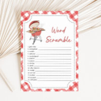 Red Burger BBQ Baby Shower Word Scramble Game