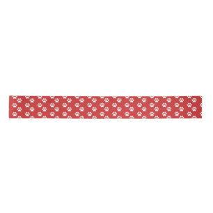Red Burgundy and White Paw Print Ribbon Satin Ribbon