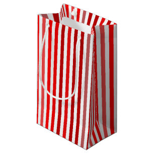 Red, Burgundy, and White Stripes Small Gift Bag