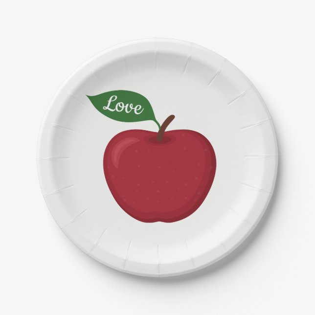 Red Burgundy Apple Rustic Country Wedding Party Paper Plate (Front)