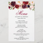 Red Burgundy Blush Floral Chic Wedding Dinner Menu<br><div class="desc">Red Burgundy Blush Floral Wedding Dinner Menu Card. For further customisation,  please click the "customise further" link and use our design tool to modify this template. If you need help or matching items,  please contact me.</div>