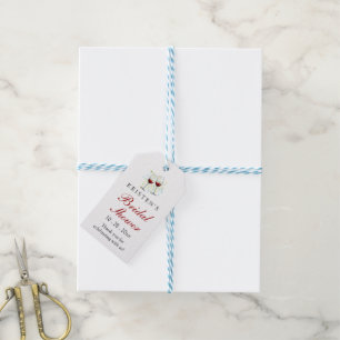 Red Burgundy Bridal Shower Wine Glasses Wedding Gift Tags
