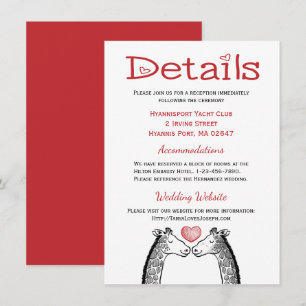 Red Burgundy Details Directions Giraffe Wedding Invitation