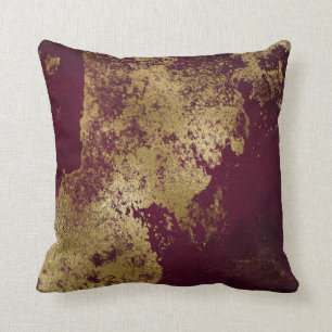 Red Burgundy Distressed Grungy Gold Vip Cushion