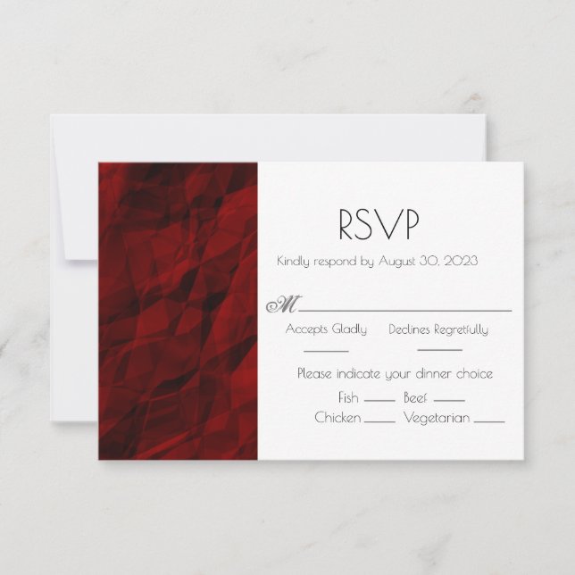 Red Burgundy Elegant Wedding Response RSVP Card (Front)