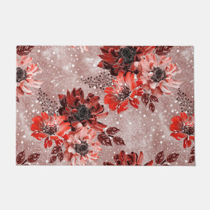 Red, burgundy flowers. doormat