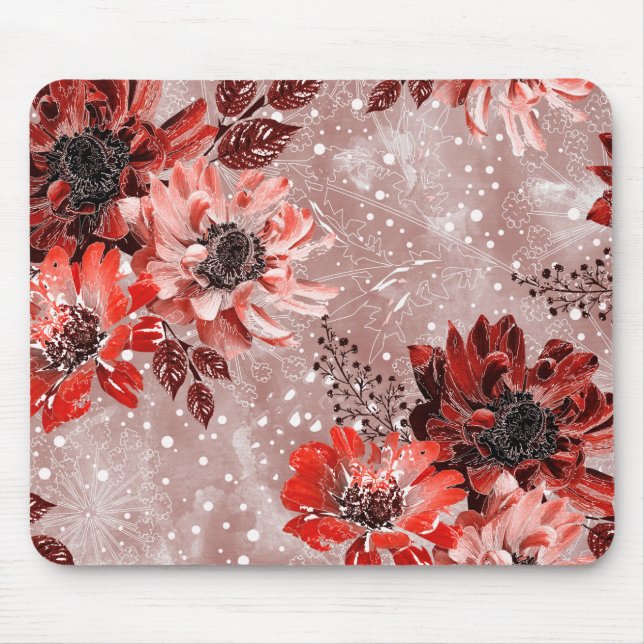 Red, burgundy flowers. mouse pad (Front)