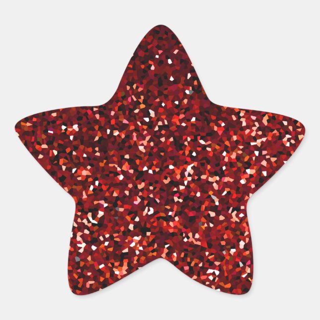 Red Burgundy Glitter Sparkle Pattern Celebrations Star Sticker (Front)