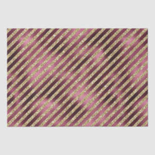 Red Burgundy Gold Glitter Stripes Tissue Paper
