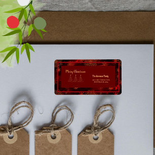 Red Burgundy Merry Christmas  Address Label