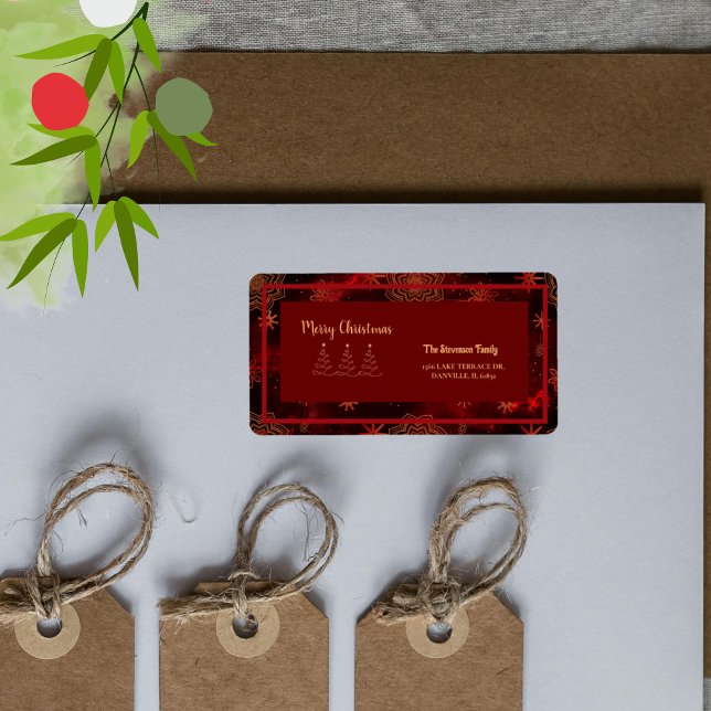 Red Burgundy Merry Christmas  Address Label (Red Burgundy Merry Christmas Address Label)