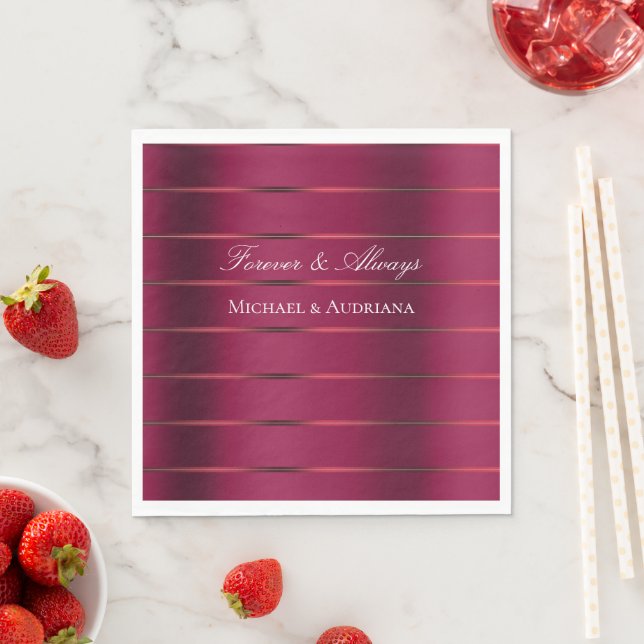 Red Burgundy Ribbon Wedding Bridal Shower  Napkin (Insitu)