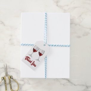 Red Burgundy Thank You Wedding Wine Glasses Gift Tags