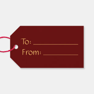 Red Burgundy To/from Elegant Vintage Christmas Gift Tags