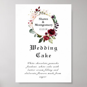 Red Burgundy Wedding Cake Sign