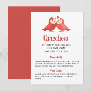 Red Burgundy Wedding Directions Detail Lovebirds Invitation