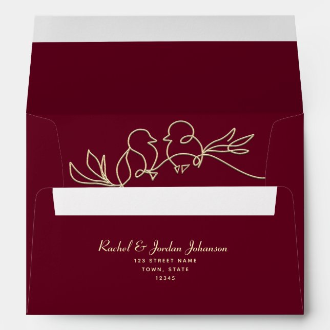 Red Burgundy Wedding Envelope (Back (Bottom))