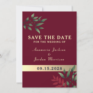 Red Burgundy Wedding Save The Date