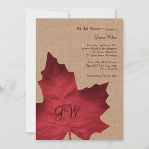 Red Burlap Monogrammed Bridal Shower Invitation