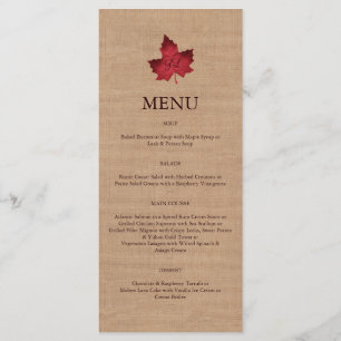 Red Burlap Monogrammed Menu