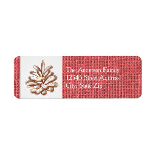 Red Burlap Pinecones Photo - Return Address Label