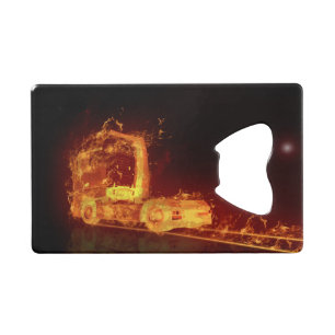 Red Burning Truck in Fire Flames