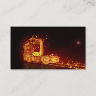 Red Burning Truck in Fire Flames Business Card