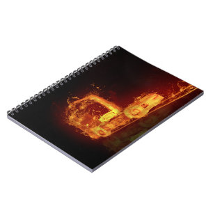 Red Burning Truck in Fire Flames Notebook