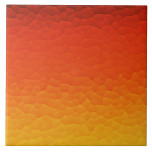 Red Burnt Orange to Gold Ombre Crackle Pattern Ceramic Tile