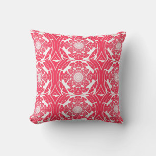 Red Burst Dimensional Fractal Pattern Cushion