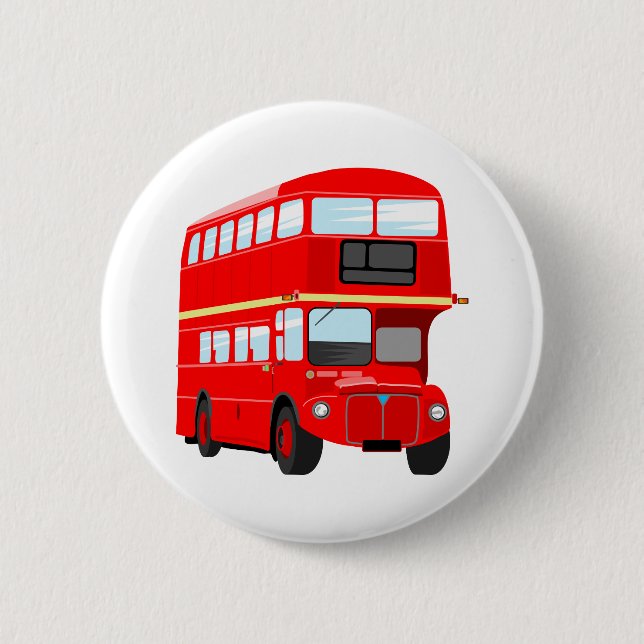 Red Bus 6 Cm Round Badge (Front)