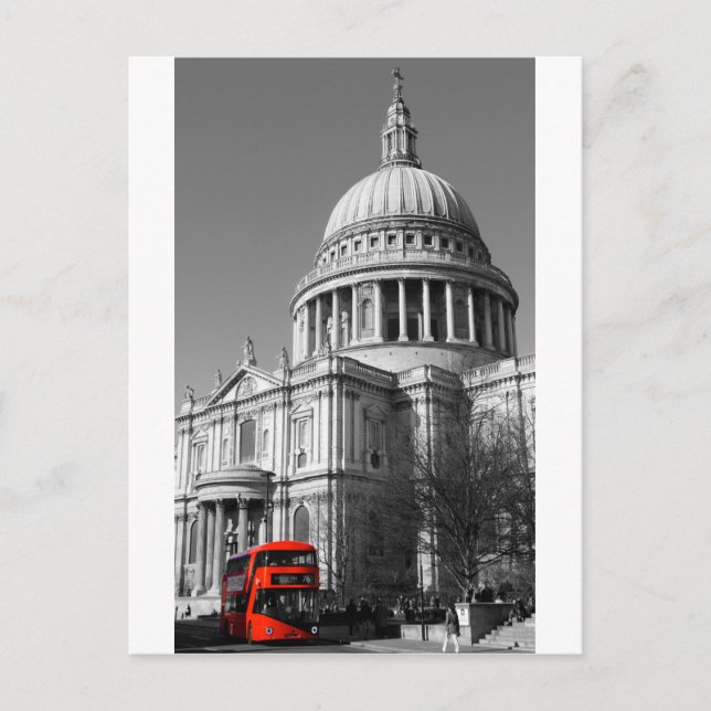 Red Bus at St Paul's Cathedral Postcard (Front)